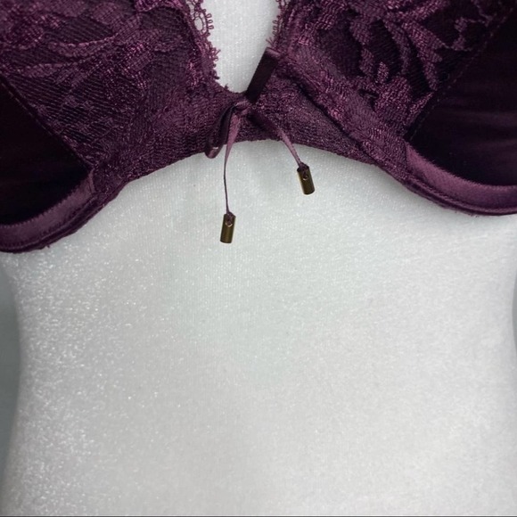 Victoria's Secret Women Push-Up Bra Burgundy Lace Double Strap Size 34DD - Picture 9 of 16